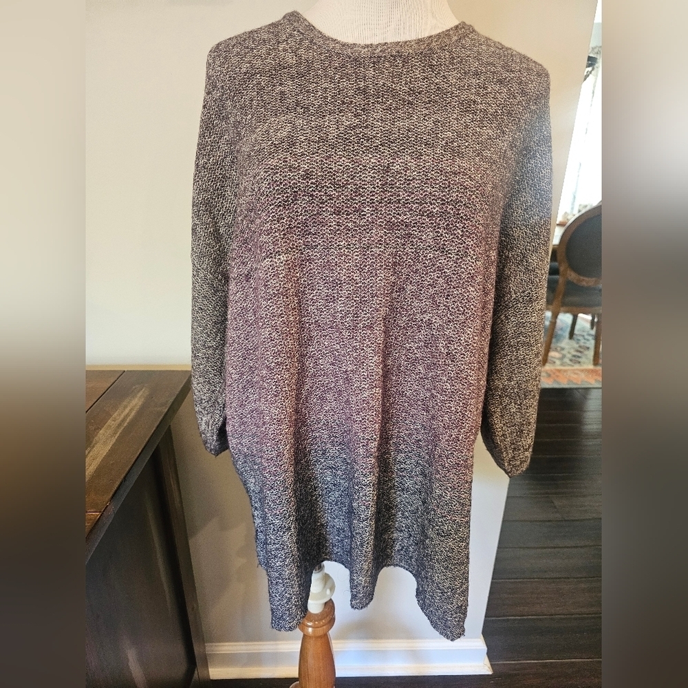 J. Jill Pure Jill Size Medium 3/4 Sleeve Huckleberry Ombre Knit Sweater Boxy